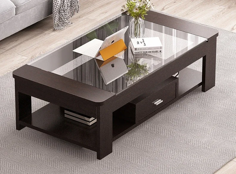 

Nordic coffee table, simple modern tempered glass living room, easy to create office living room