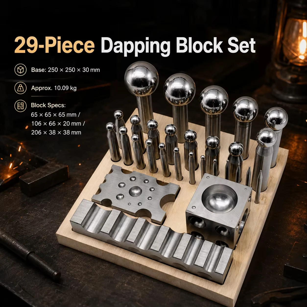 Juego de Herramientas y Equipo - Dapping Block And Punch Set Jewelry Doming reseña y precio