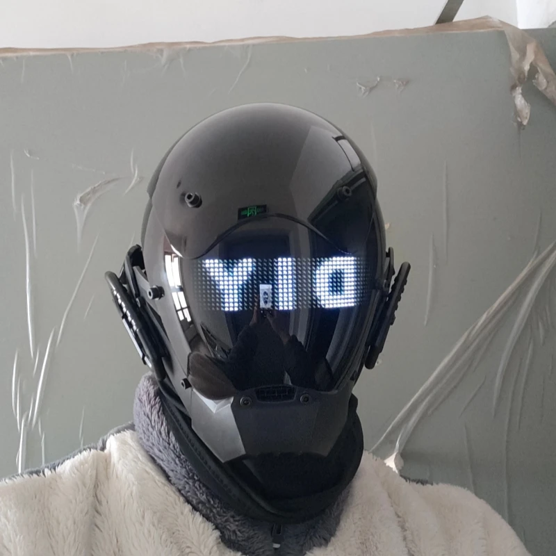 Halloween Cyberpunk mask role-playing, mechanical samurai decoration, mask props, costume matching, and APP control programming