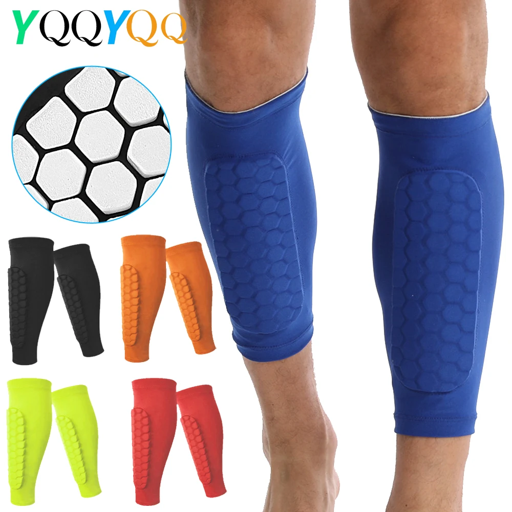 1Pair Soccer Shin Guards Shin Pads for Kids Youth Adult, Calf Compression Sleeve with Honeycomb Pads, Support for Shin Splint