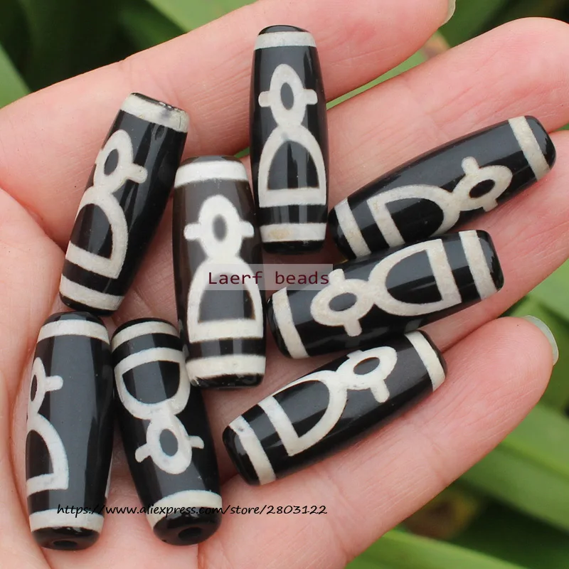 3pcs , Lengt 27-30mm,2-15eyes , 21eyes ,Tibet Dzi Agates Oval Beads , Large Variety of Patterns , Jewelry Making Beads