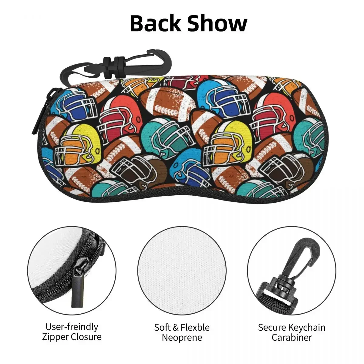 مخصص كرة القدم الأمريكية الرجبي النظارات القضية مع سستة النظارات الشمسية حقيبة النيوبرين المحمولة نظارات واقية حامل النظارات #3