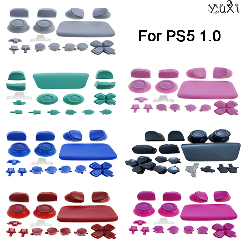 YuXi-Accesorios de reparación para PS5 1,0, juego de botones Dpad, tapas de Joystick, piezas de repuesto, Kit de Mod, juego completo de botones