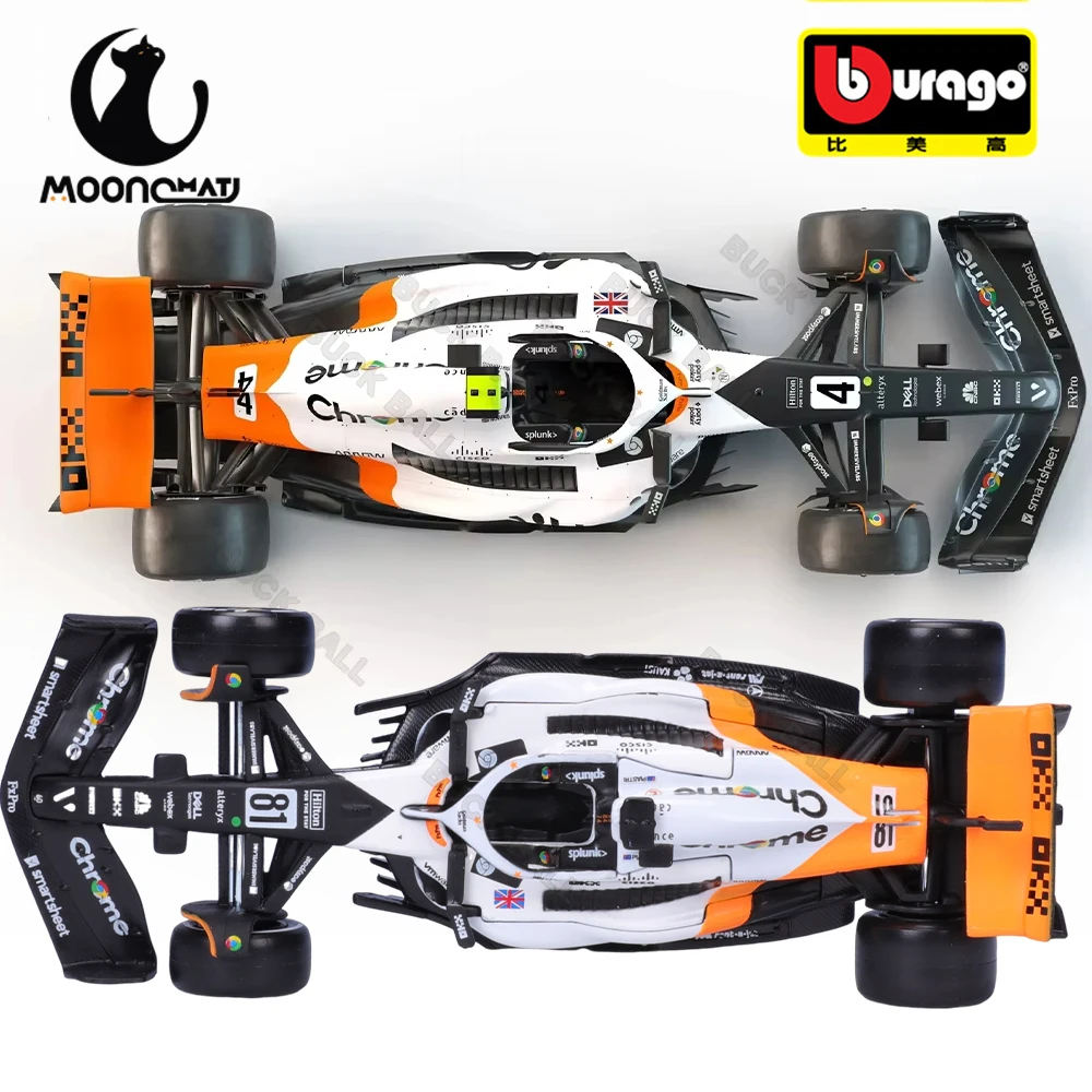 Bburago 1:43 MCL60 Monaco Grand Prix MCL60 Singapore Mclaren 4# Lando Norris 81# Oscar Piastri Alloy Miniature Diecast Model Toy