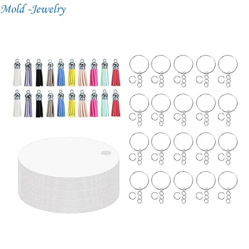 

69HB 80 Pieces Keychain Blanks for Craft Enthusiasts Heat Transfer Keyrings Supplies