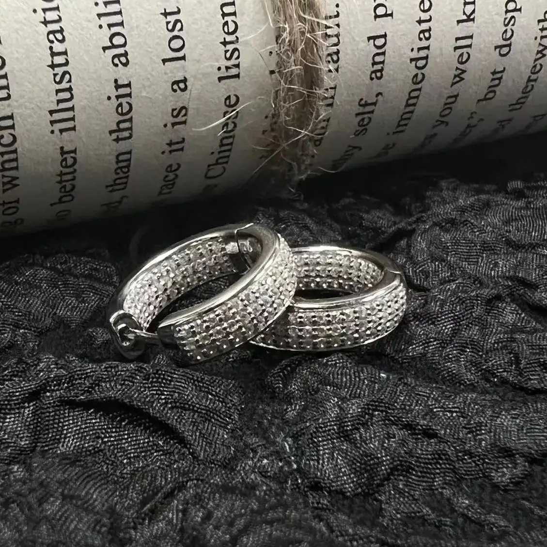 Boucles d'oreilles en argent regardé S925 pour hommes et femmes, clou de diamant complet, boucle d'oreille hiphop, grand ins avec la même marée