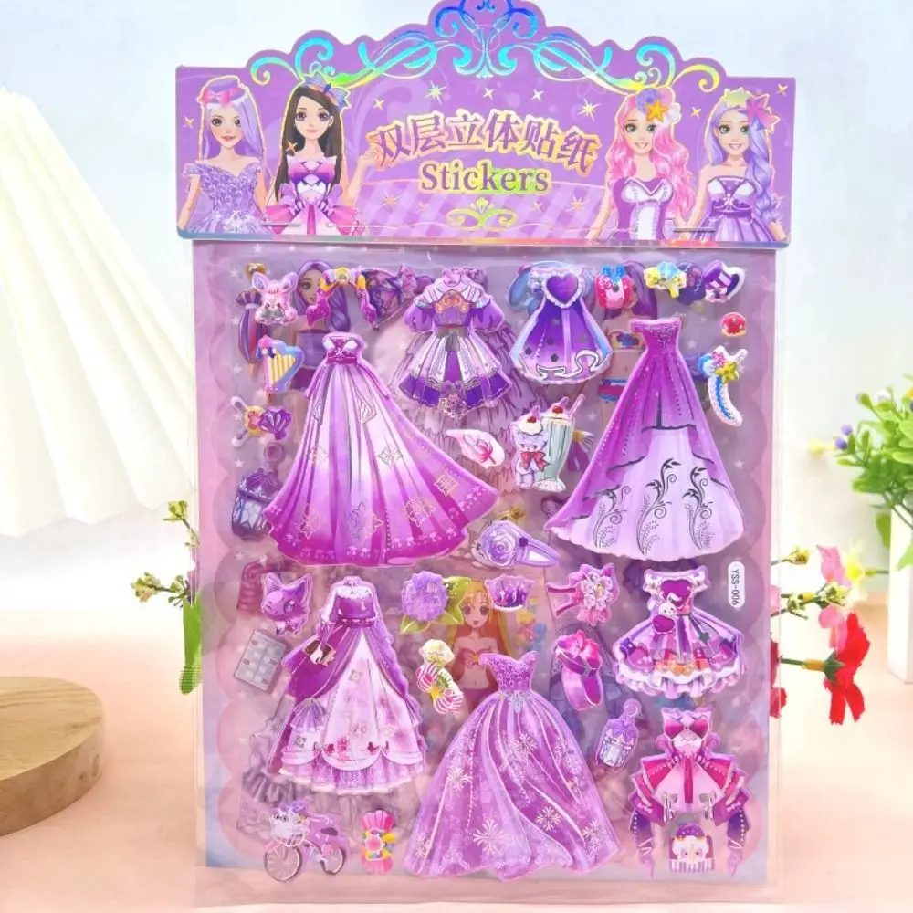 

2 Sheets/Bag Stationery Kawaii Princess Dress Up Sticker Decorative DIY Foam Bubble Stickers Cartoon Cute 3D Puffy Stickers Gift