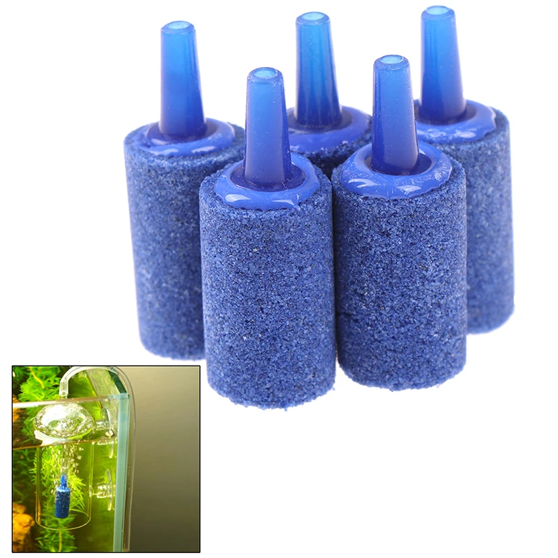 5Pcs Aquarium Cylinder Shape Air Stone Mineral Bubbles Release Fish Tank Punp Airstone Aeration Aerator Accessories