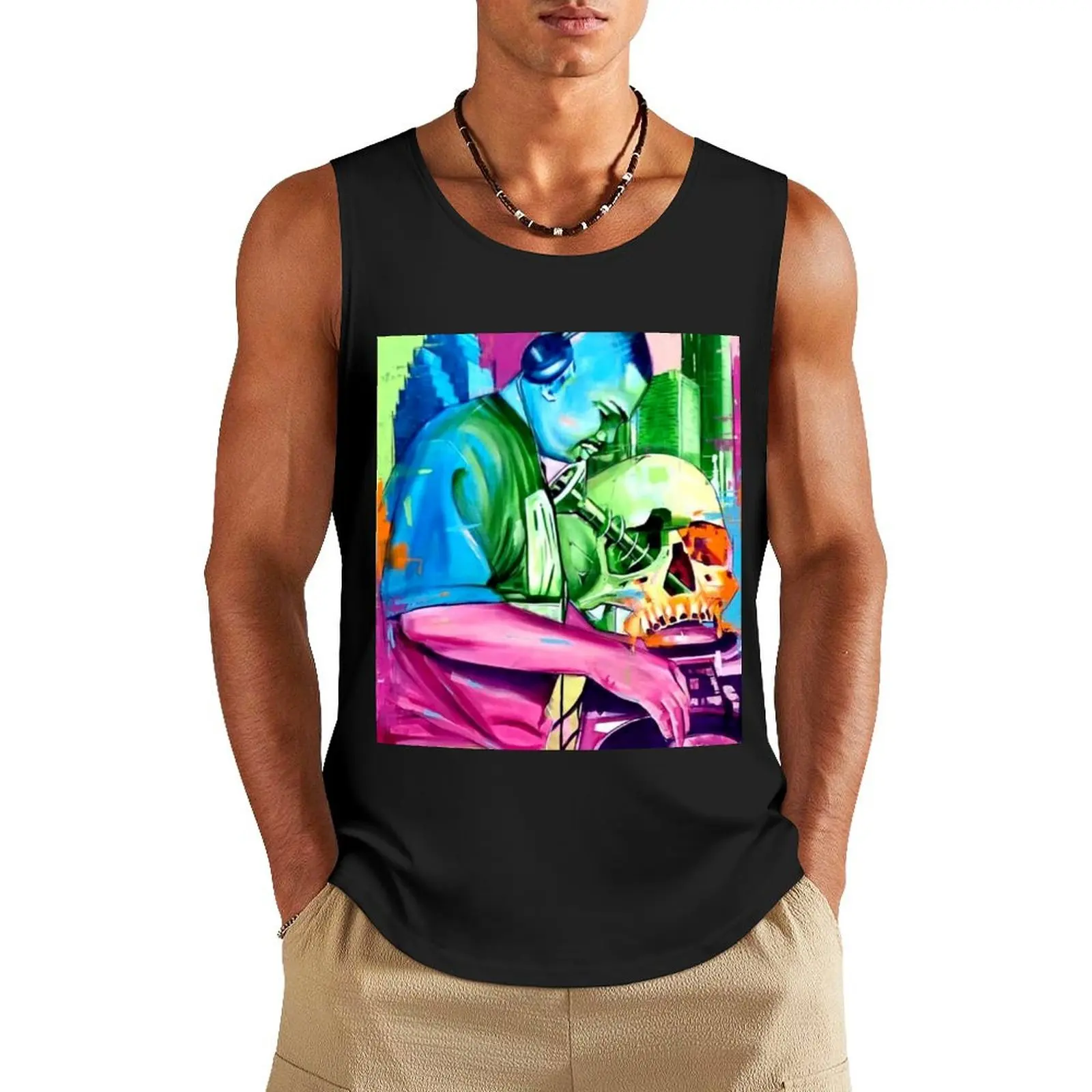 DJ SCREW - Water Painting Tank Top gym top Men's clothing Men's summer t-shirt