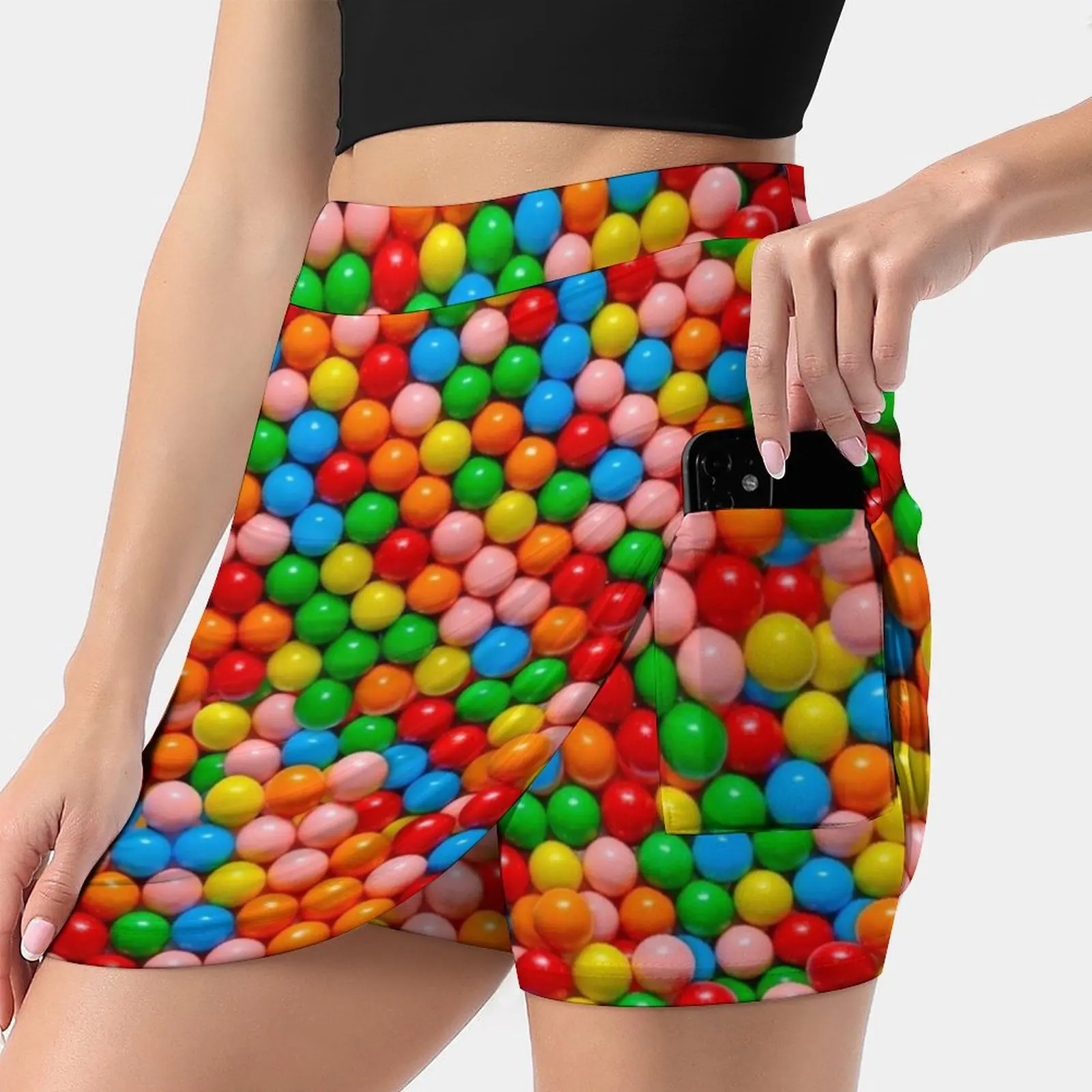 Mini Gumball Real Candy Photo Pattern Women's skirt Sport Skort Skirt With Pocket Fashion Korean Style Skirt 4Xl Skirts Mini