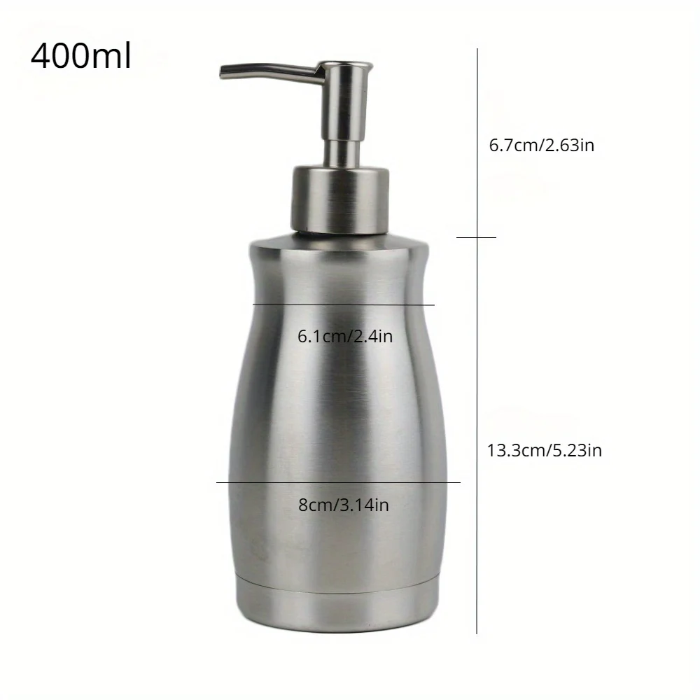 1pc large capacity 400ml stainless steel soap bottle manual soap dispenser bathroom kitchen shower gel dishwashing liquid dispen