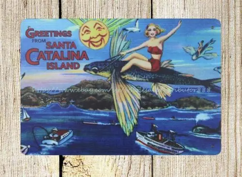 Catalina island Flying Fish metal tin sign indoor outdoor decor