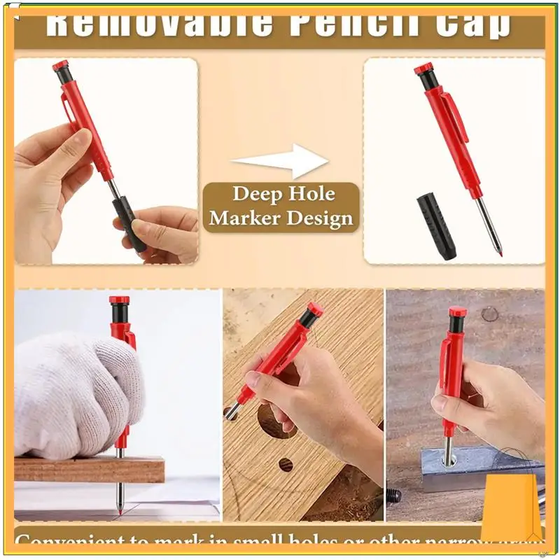 Set di matite per carpentiere meccanico L53A con 36 ricariche, 2,8 mm e temperamatite incorporato per l'edilizia