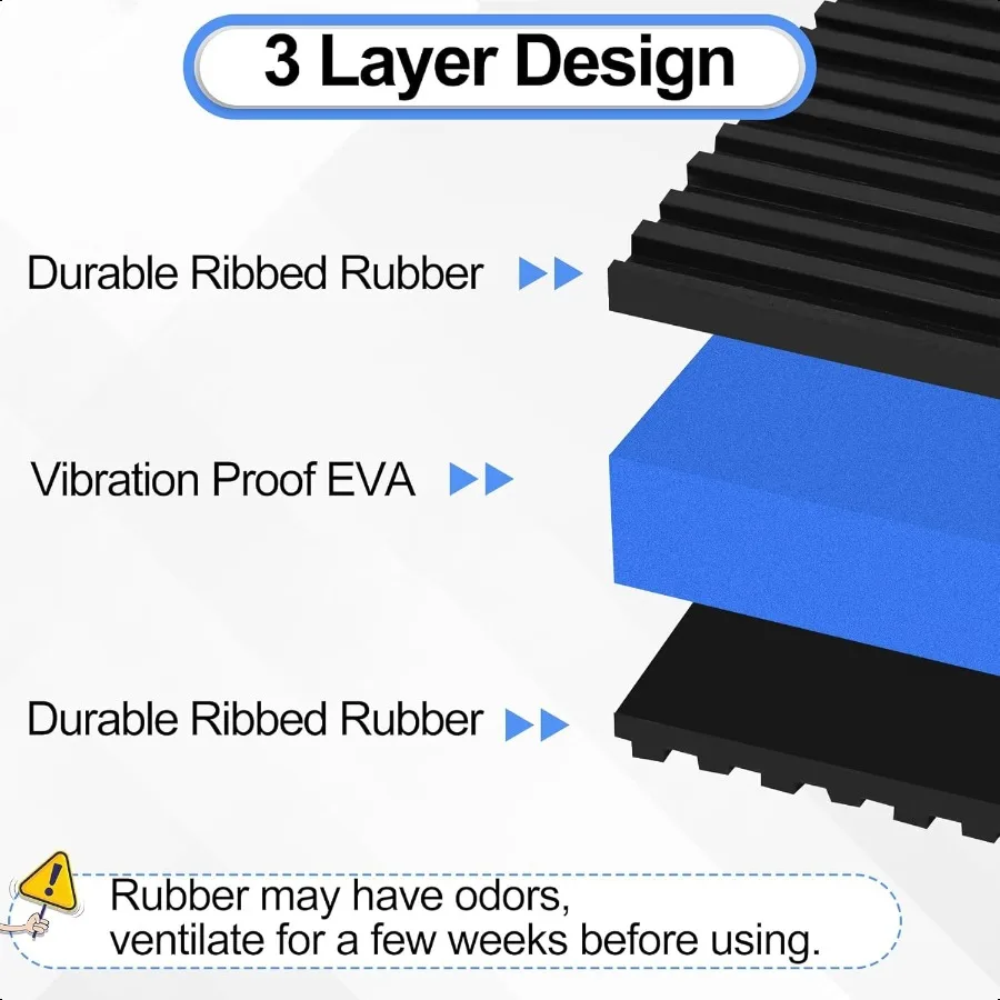 16 Pack Anti Vibration Pads 4" X 4" X 7 8" Sound Isolation Ribbed Rubber Mats with EVA Center Heavy Duty Vibration Isolation Pa