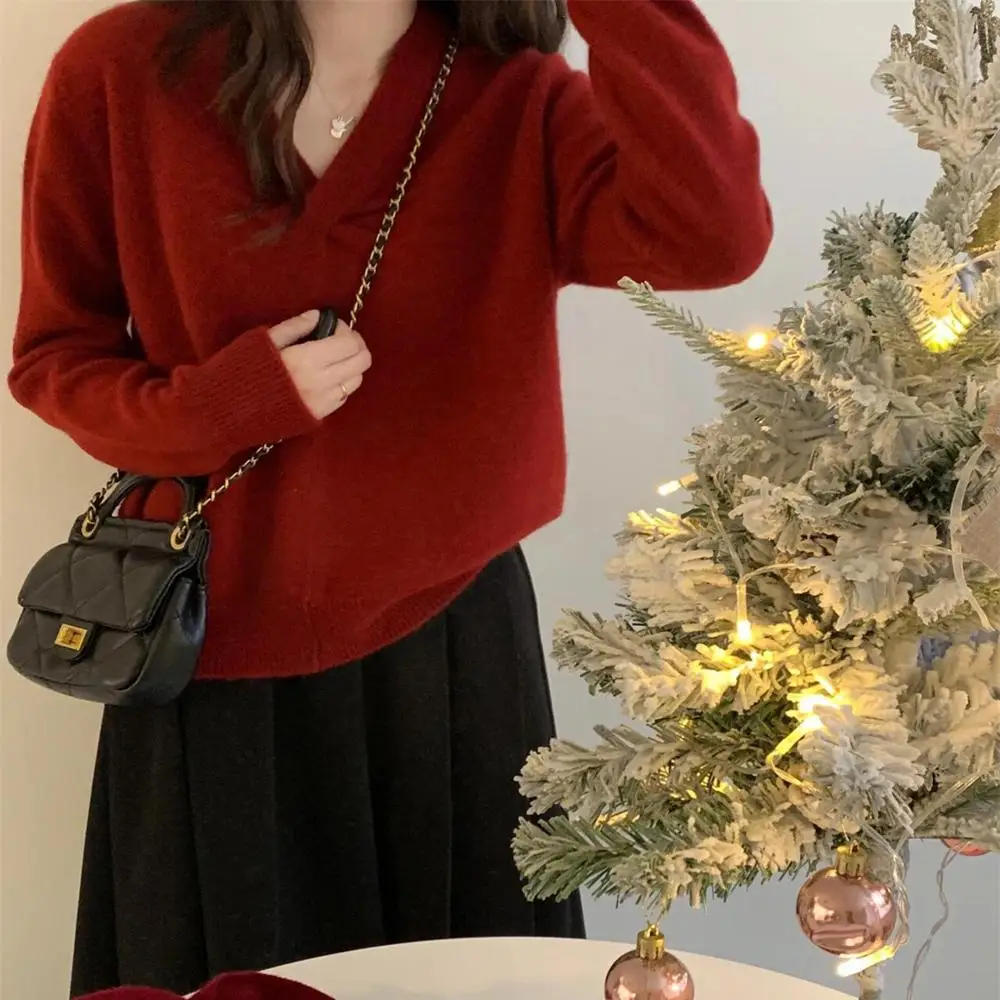 

Thiened Большая версия! Real ot F-Home Вязаный свитер V-Ne из смеси меха медведя Повседневный вязаный свитер Thiened