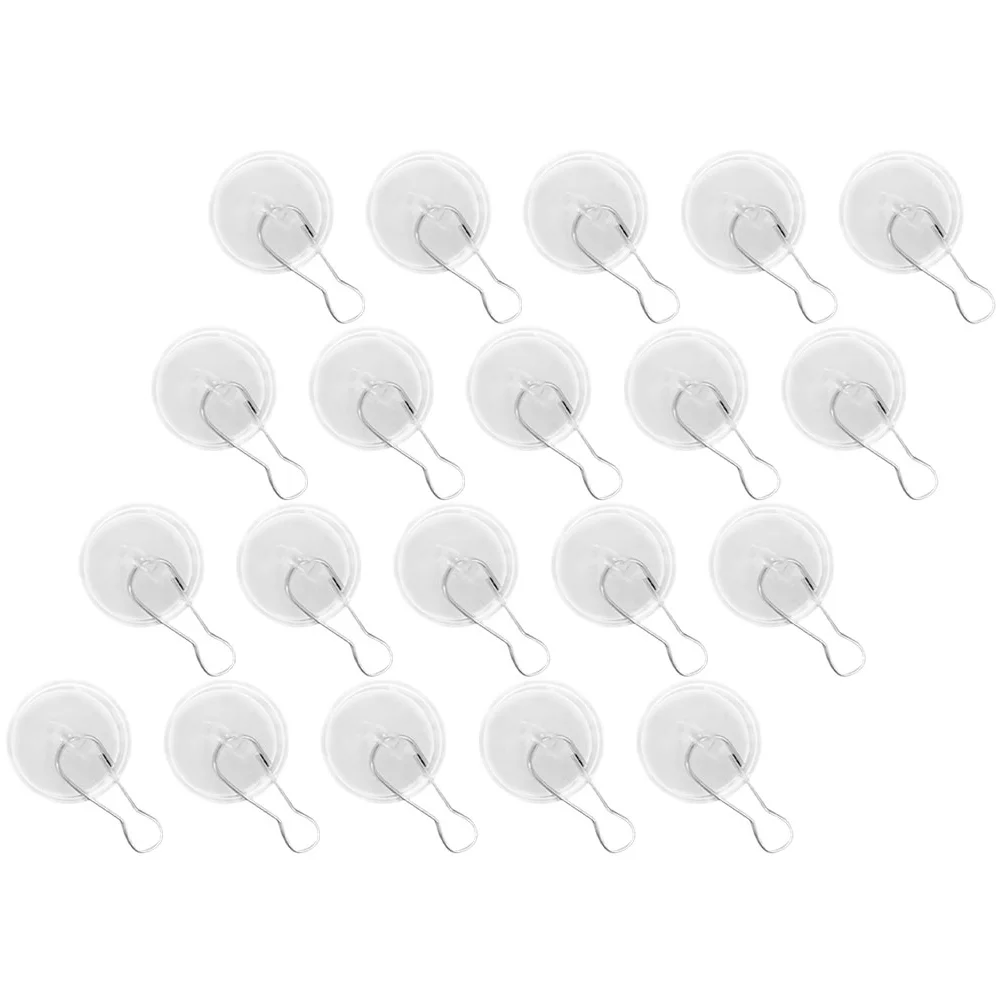 20 Pcs Suction Cup Ceiling Hook Outdoor Planter Pots Sticky Hooks Hanging Adhesive Wall Plastic Wind Chime Hanger Fence