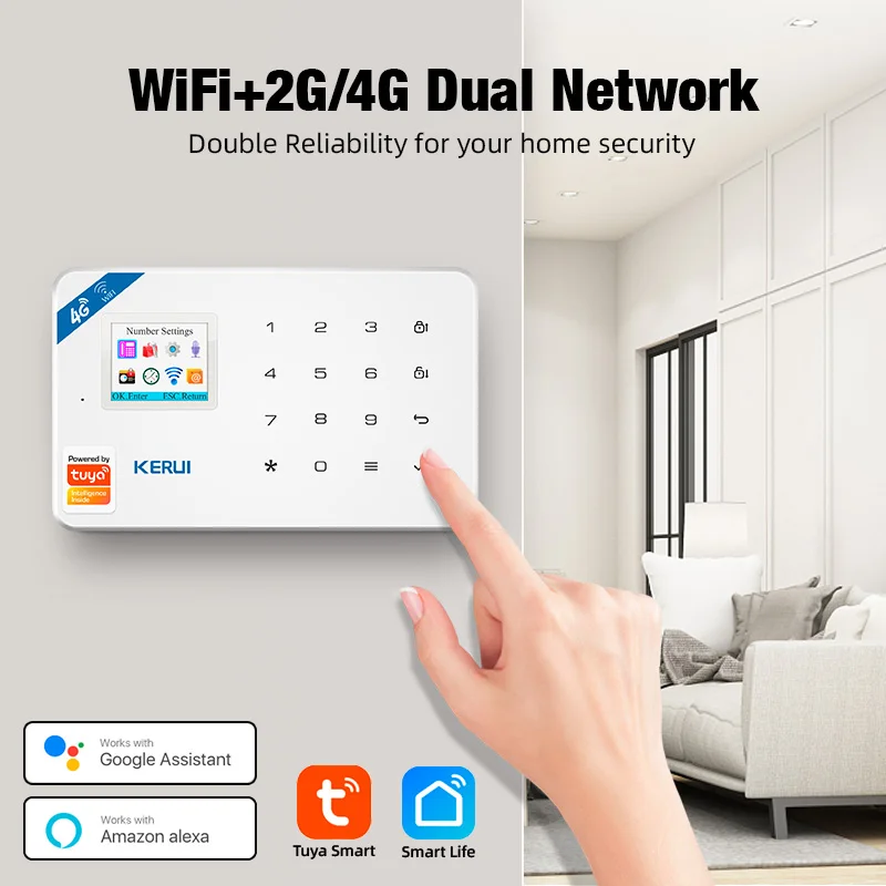نظام إنذار KERUI W181 مع صفارة الإنذار اللاسلكية GSM WiFi نظام إنذار منزلي ذكي مع مستشعر الباب كاشف PIR