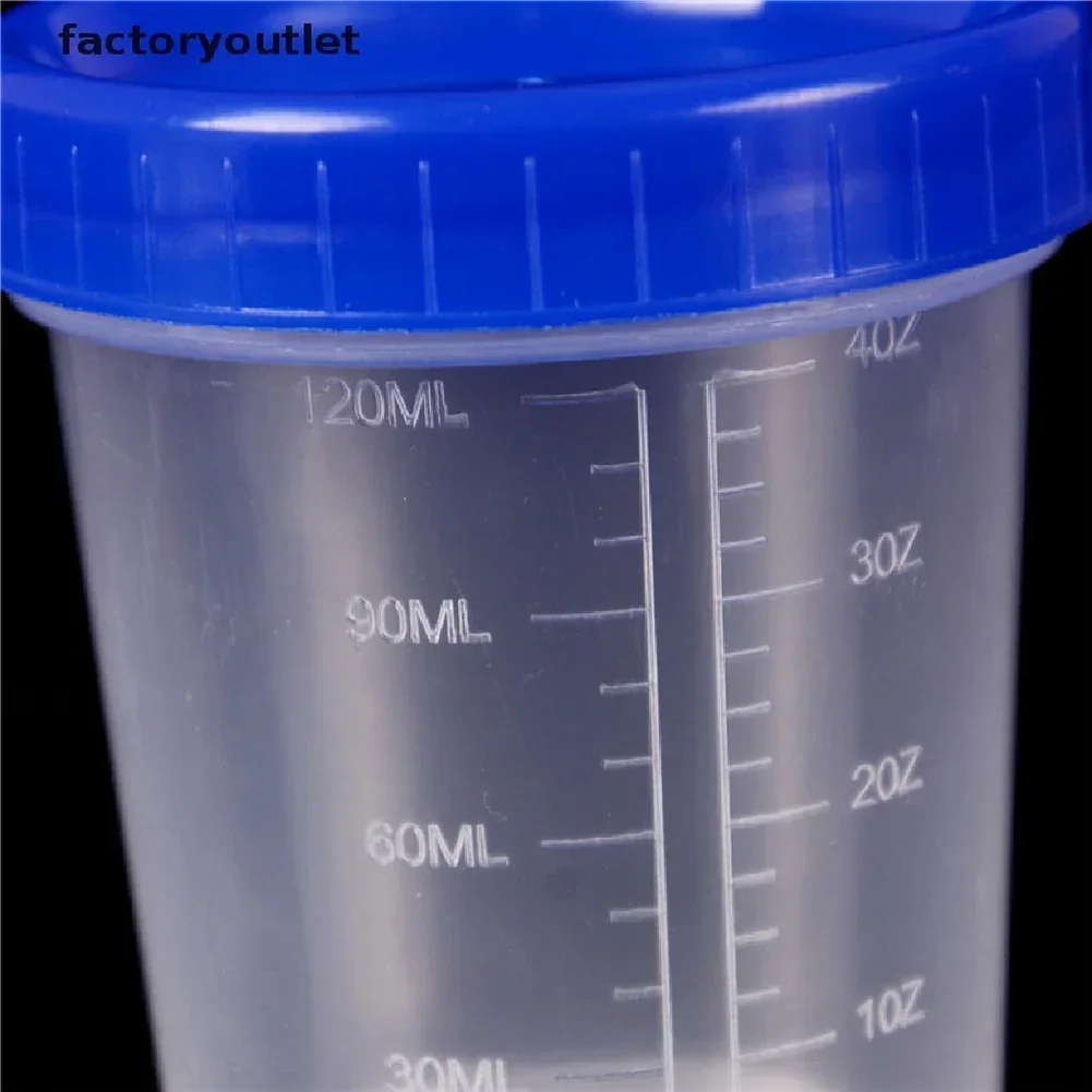 120ml Laboratory Measuring Cup With Lids Plastic Specimen Sample Jars Graduated Measuring Cups Kitchen Storage Container