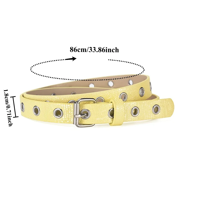 Fashionable Openwork Women’s Leather Belt Trendy High-End Metallic Punk-Style Versatile Everyday Snap-Closure Belt