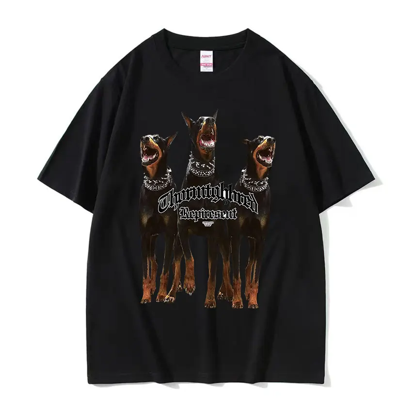 Men\'s Hip Hop Trend T Shirt Funny Rottweiler Doberman Graphic Print T-shirts Summer Men 100% Cotton Oversized T-shirt Streetwear