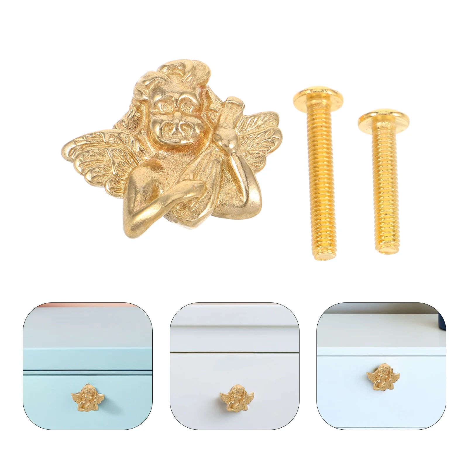 

Metal Angel Drawer Pulls Brass Vintage Cabinet Handles for Kitchen Dresser Wardrobe Boho Style Hardware Knobs Easy Install