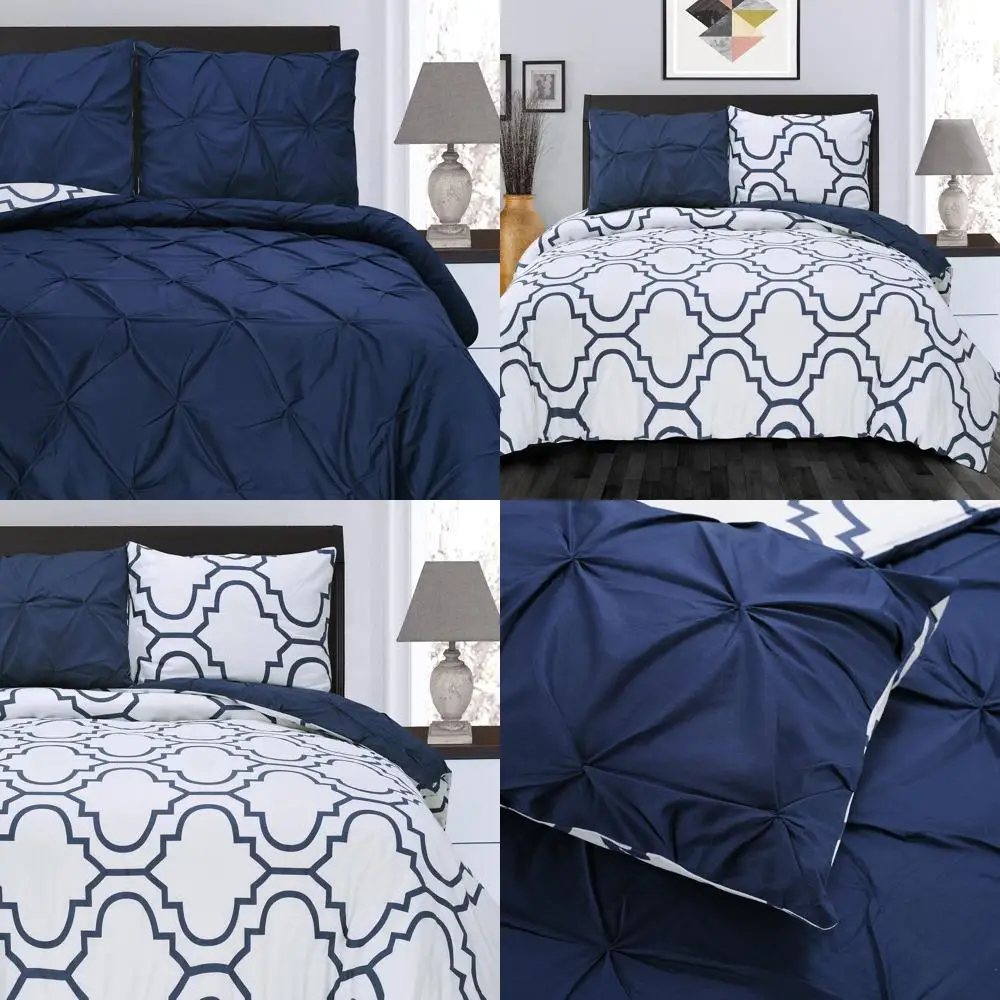 

Cotton Reversible Duvet Cover Set, Pinch-Pleated, Full/Queen, Premium 3-Piece