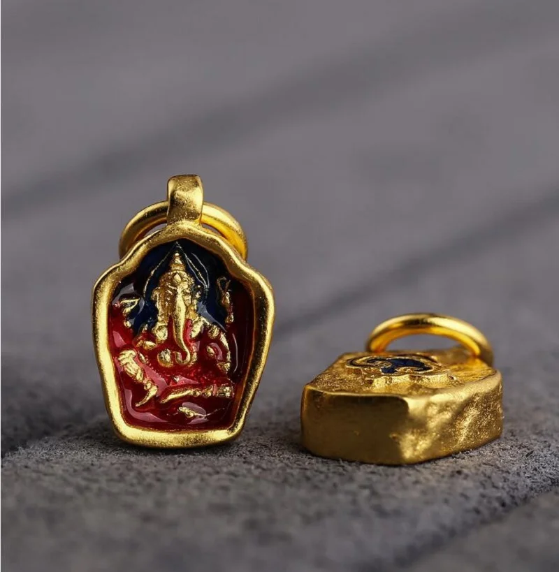 100% 925 Silver Gold Plated Tibetan  Jambhala Mahavairocana Buddha Amulet Green Tara Ganesh Ksitigarbha Buddha Charmsa