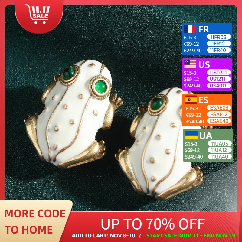 

Vintage White Toad Earrings Stud Woman Gold Color Luxury Quality Jewelry Retro Designer Fashion Daily Party New In 2025 Trends