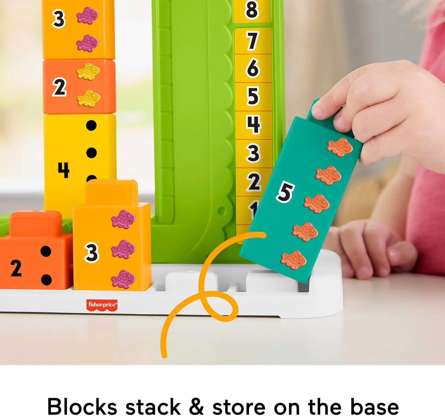 Preschool Learning Toy Adding Alligator Counting Activity with 10 Stacking Blocks for Kids Ages 3+ Years
