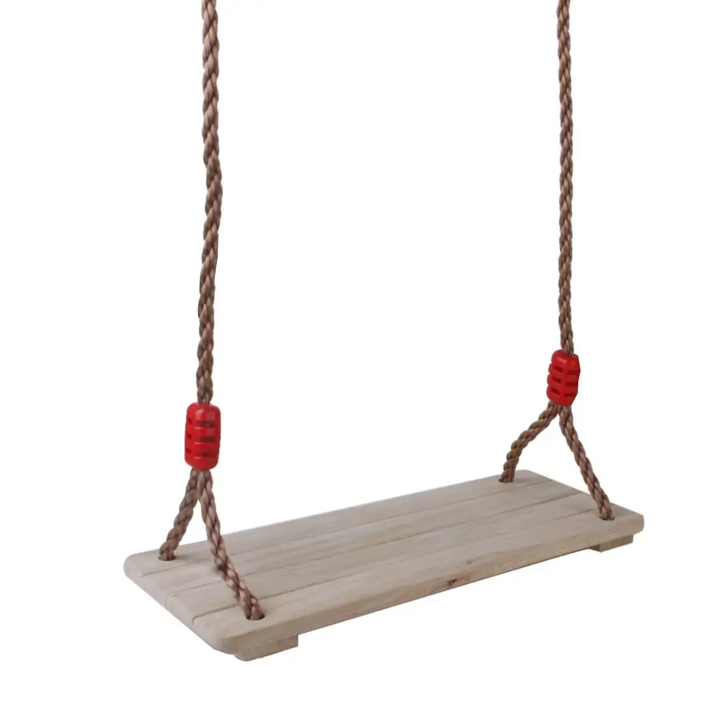 Wood Garden Tree Swing Seat With Rope Children Kid Toy Outside Playground Park