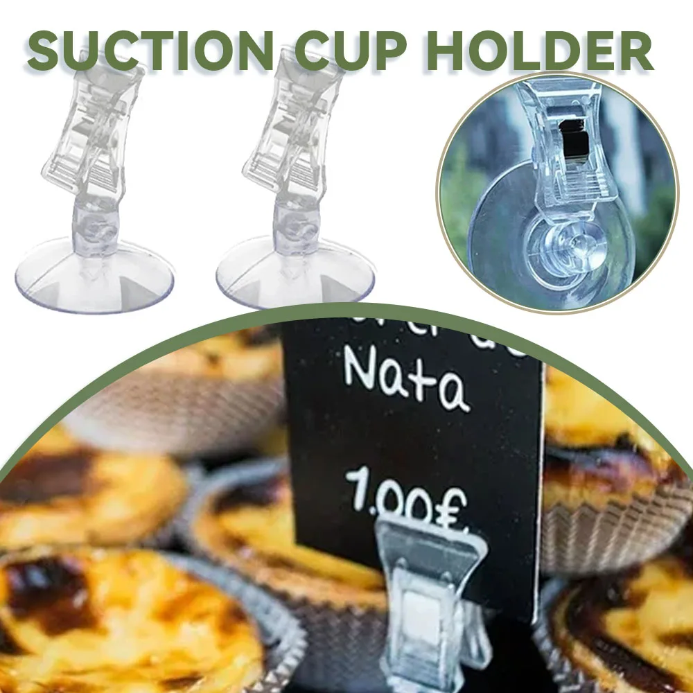 Clear Plastic Suction Cup Clamp Rotatable Wall Mounted Multifunctional Advertising Clip Tag Label Holder Suction Cup Clip