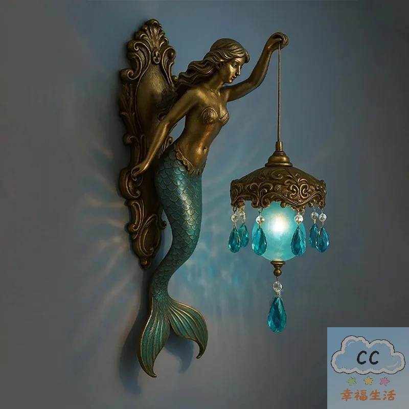 Vintage Mermaid Wall Lighting, Decorative Night Light for Restaurant, Hotel and Bedroom Décor