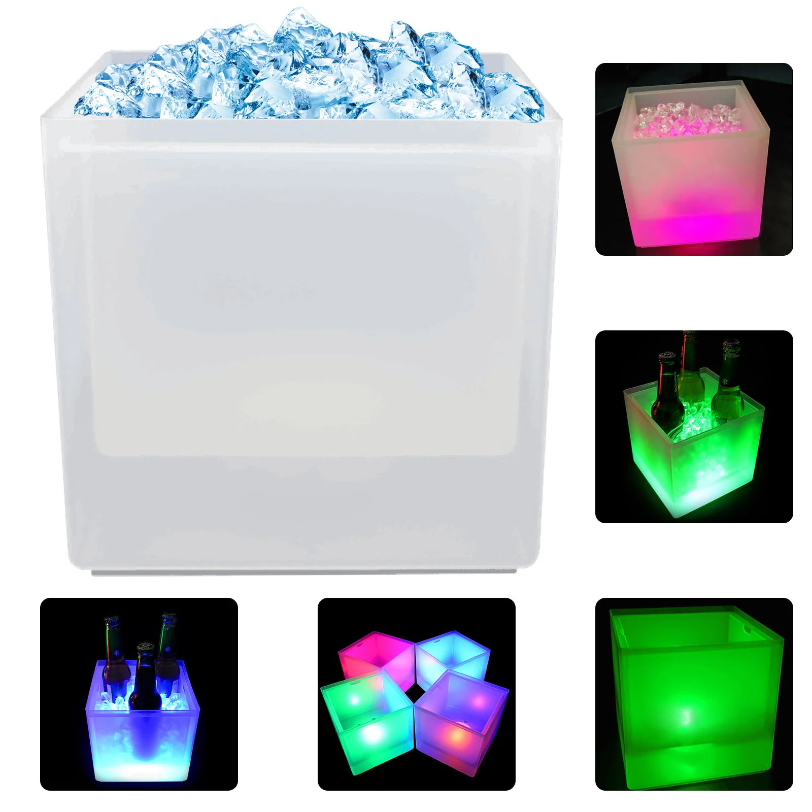 6Color LED Light Ice Bucket Champagne Wine Drink Beer Ice Cooler Bar Party 3.5L