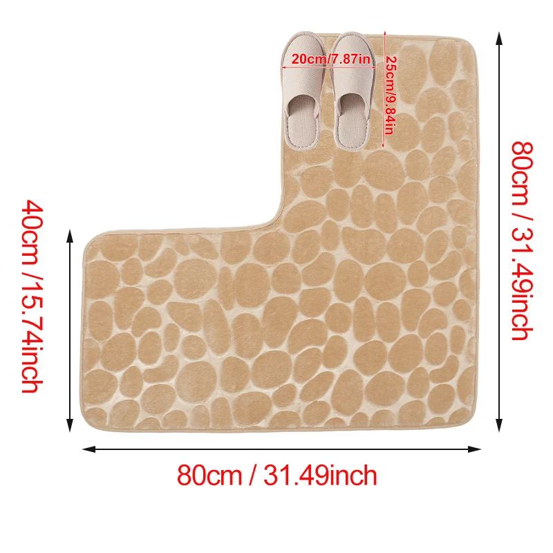 Bathroom Rug,L-Shaped Bath Mat,Non Slip Corner Shower Mat,Water Absorbent Soft Bath Rug,Washable Rug Carpet for Square Shower