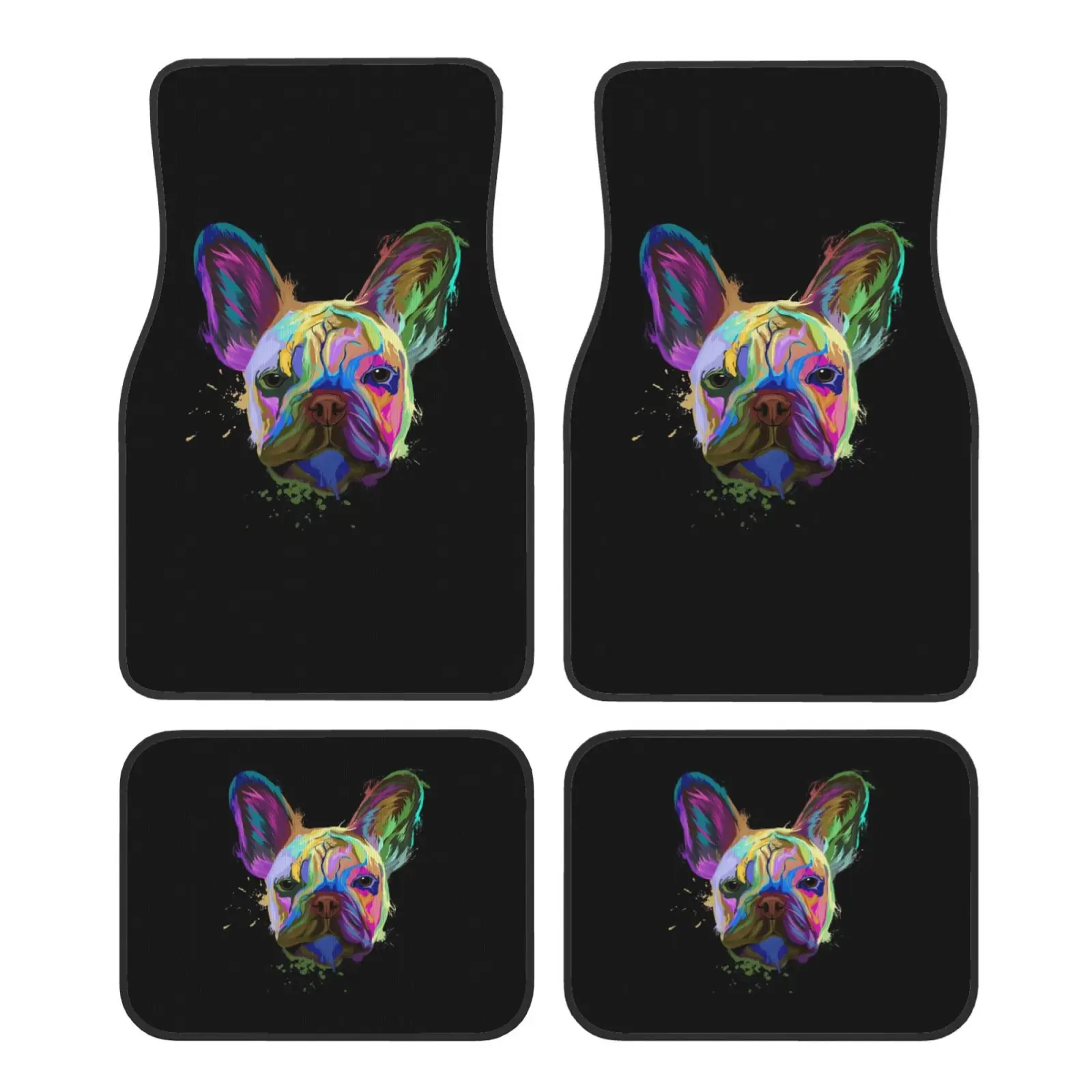 Colorful Graffiti French Bulldog Print Car Carpet Four Season Vehicle Carpet Durable Non Slip Full Coverage Mats Easy To Clean