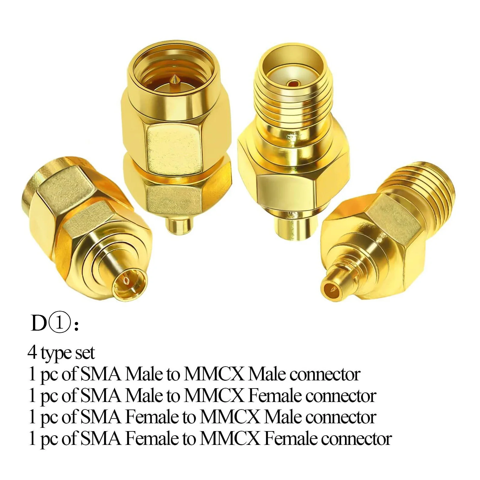 1Lot/4 buah 2 buah/Lot Kit adaptor koaksial SMA ke MMCX kuningan murni Kit konektor koaksial RF adaptor antena