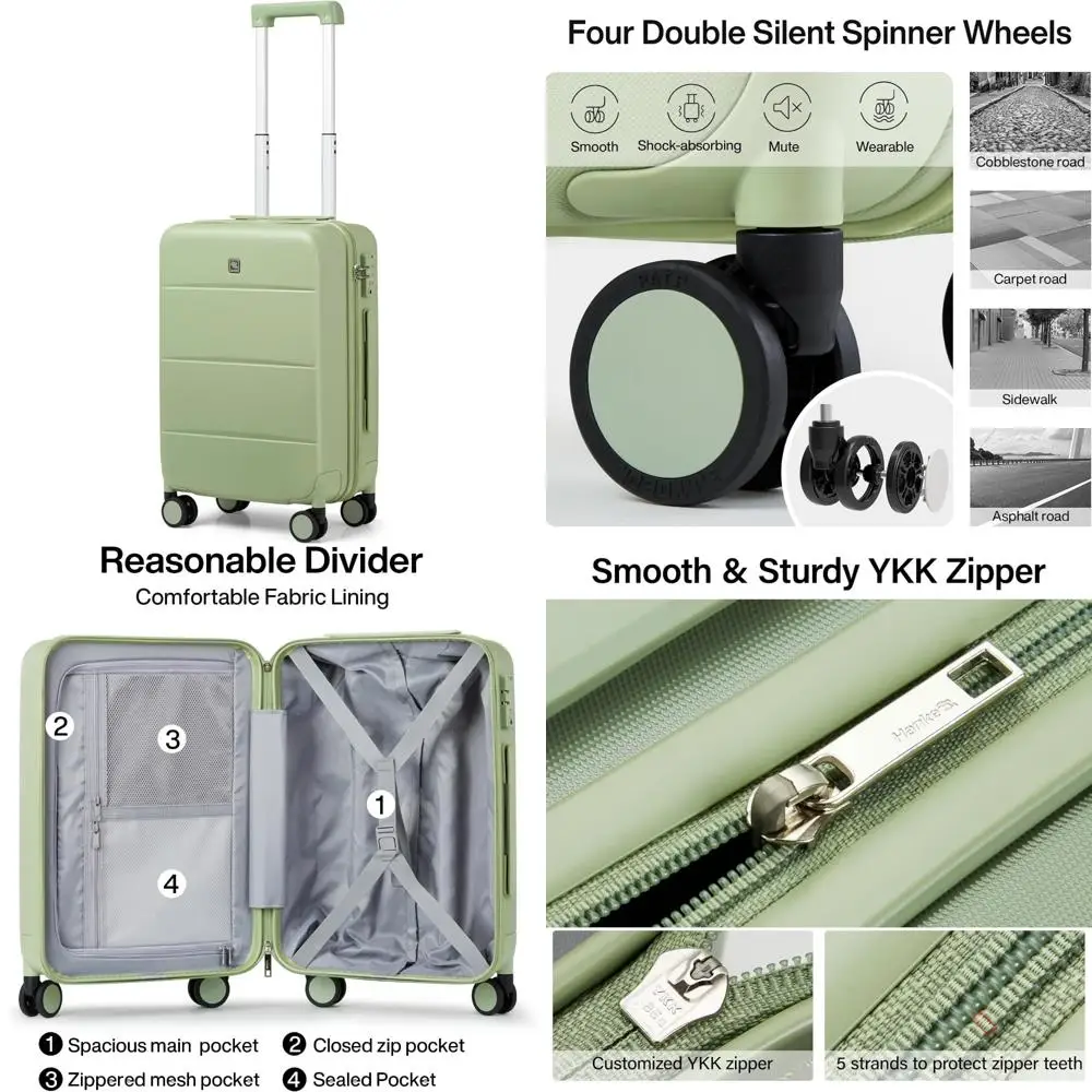 

20 Inch Airline Approved Hard Shell Carry-On Suitcase with Wheels and TSA Lock for Men and Women