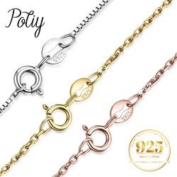 Potiy-collar de plata de ley 100% 925 auténtica para mujer, cadena de cuello con caja Trace, joyería diaria, envío gratis, colgante de moda