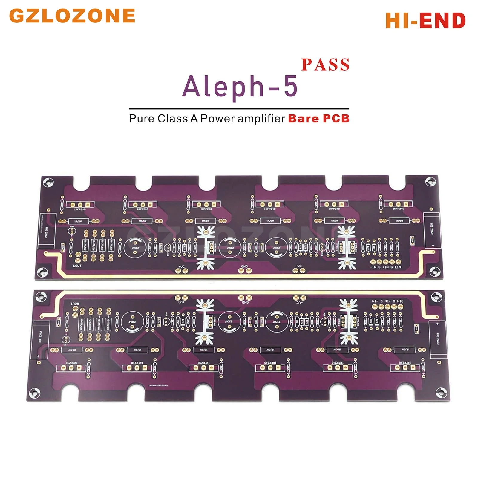 2CH HI-END Purple Gold PASS Aleph-5 FET A5 Pure Class A Power Amplifier Bare PCB 60W+60W 8 Ohm