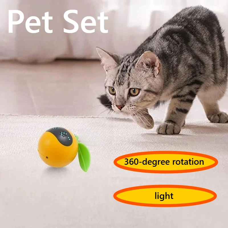 

360° Rolling Cat Teaser with LED Lights USB Rechargeable Smart - Best for Outdoor Cats Camping Trips & Home