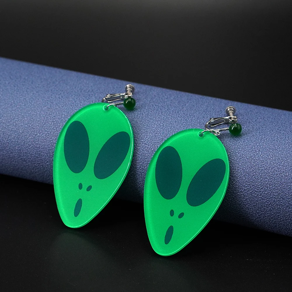 Anime Dandadan Momo Ayase Earrings Ear Clips Cosplay Accessories Prop Necklace Green Blue Earring Halloween Party Women