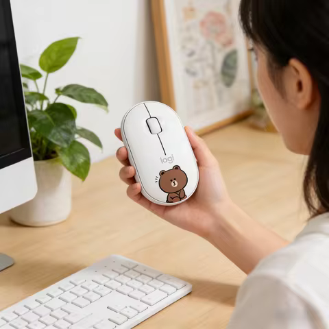 Logitech M350 Pebble Wireless Mouse Slim Silent Click Bluetooth 2.4G Dual Mode 18-Month Battery For PC Laptop Office Home