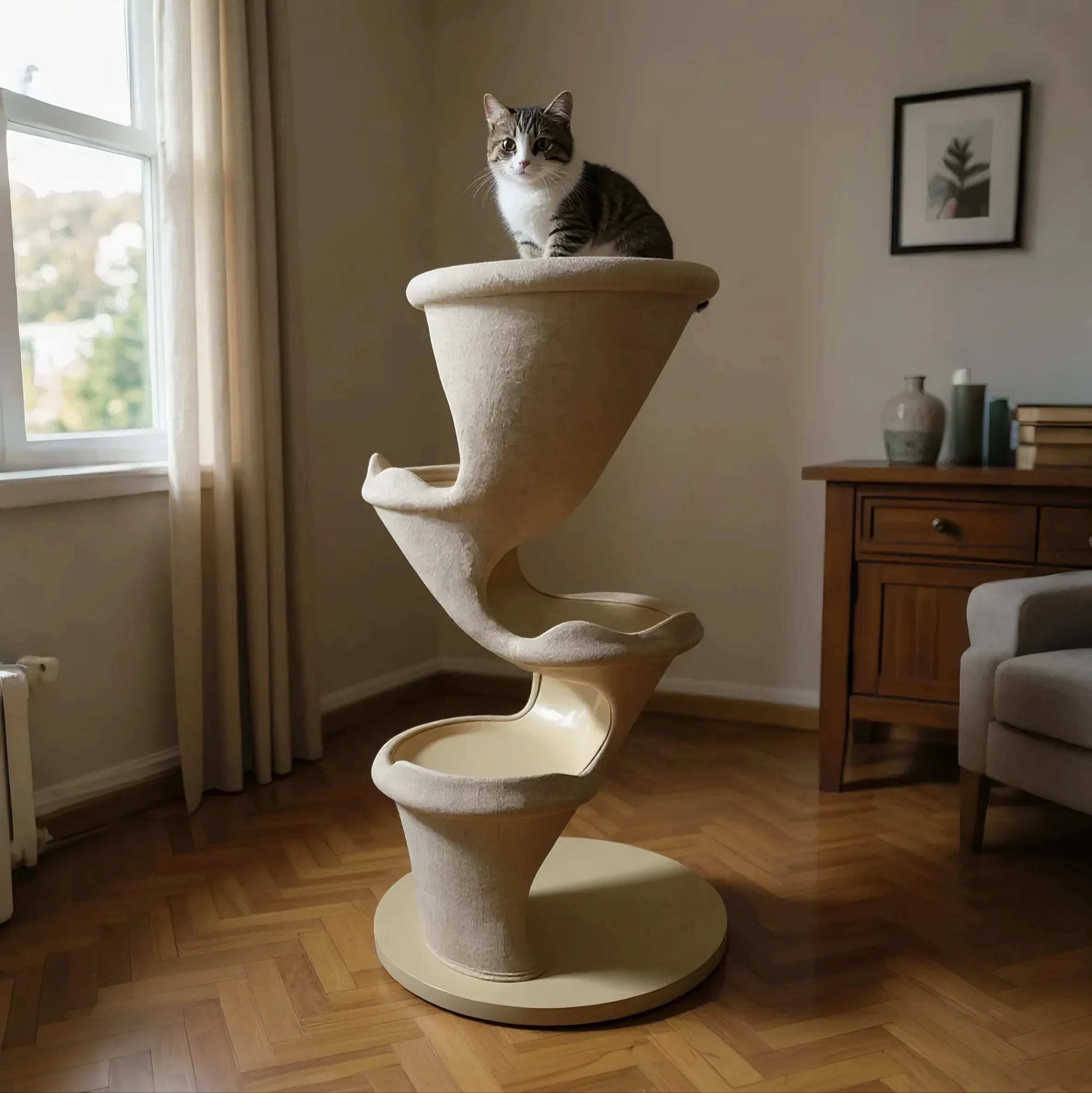 CX cat climbing frame nest cat tree integrated three-layer imitation cotton and linen cat shelf large four-season universal