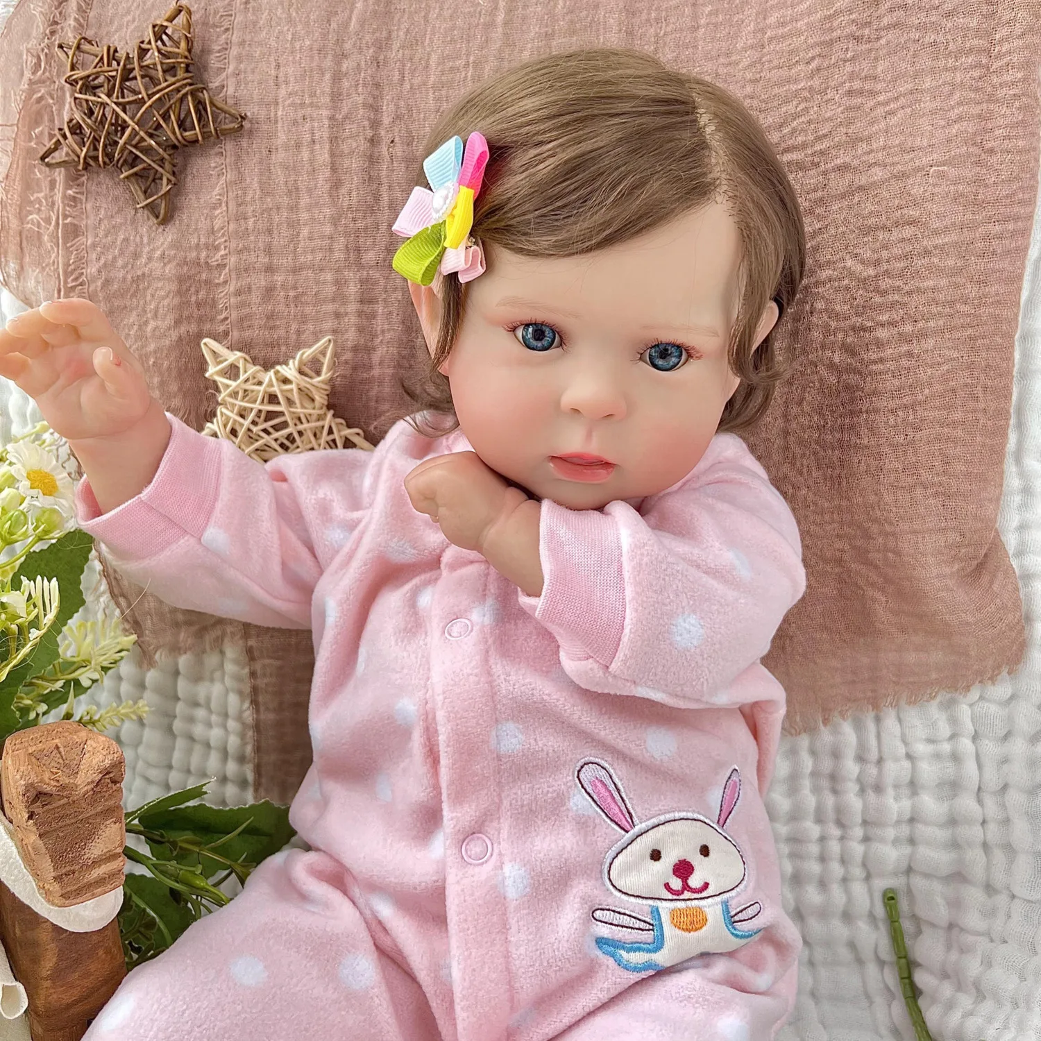 

BZDOLL Lifelike 50 CM 20inch Sweet Reborn Baby Cloth Body Doll Toy For Girl 3D Skin Doll Lovely Princess Toddler Birthday Gift