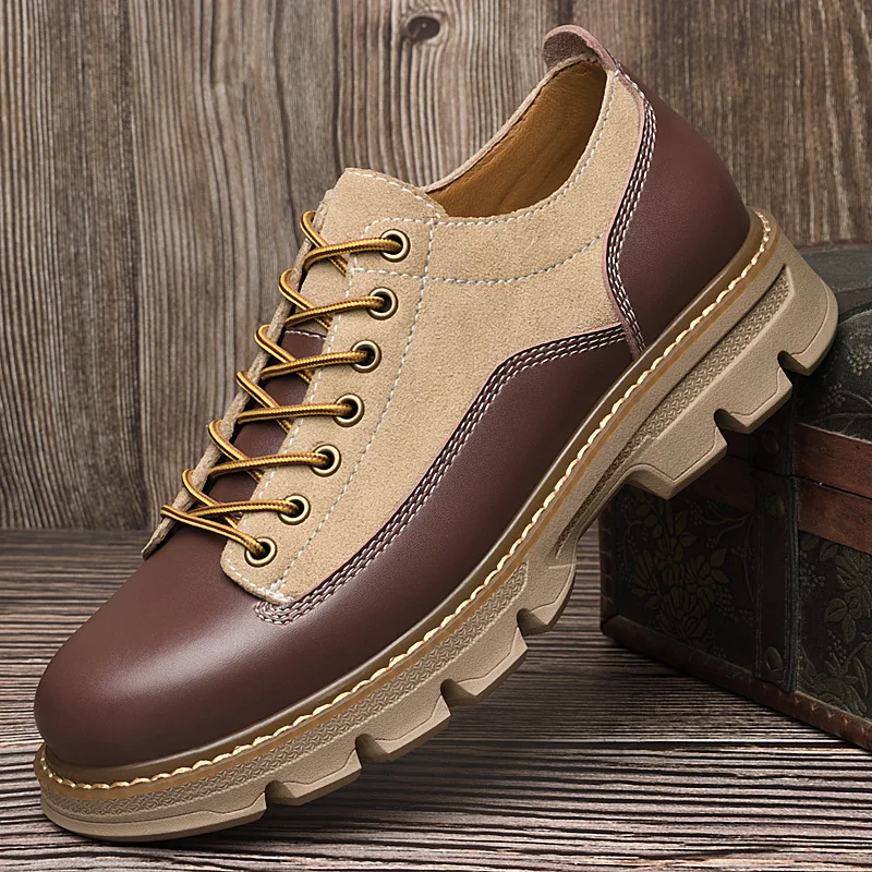 2024 Classic Brand Men's Workwear Shoes Thick Soles Versatile Brown Oxford Shoes Men's Office Business Shoes Lace Up Style