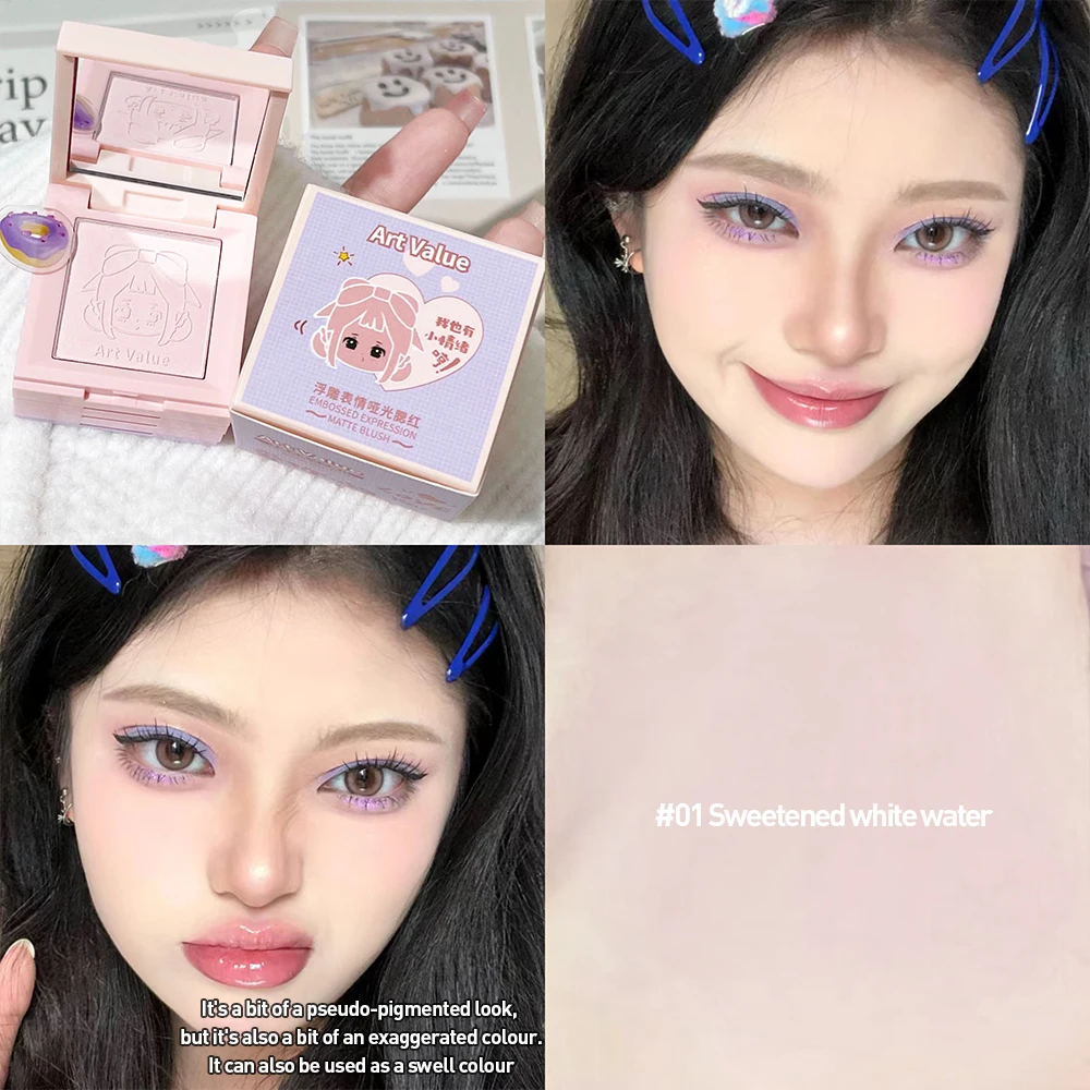 4-in-1 กรณีแต่งหน้า Palette Blush Matte Mineral Powder ยาวนาน NATURAL Cheek Contour Tint 4 สี Face Blush เครื่องสําอางเกาหลี