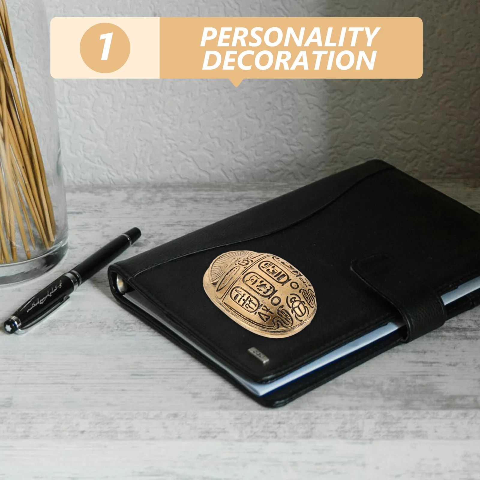 

Handcrafted Egyptian Scarab Beetle Statue Gold Accent Home Decor Positive Figure Luxury Resin Art Piece Display