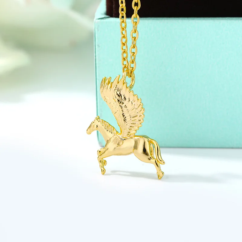 Fashion Cartoon Pegasus Pendant Necklace For Women Gold Color Stainless Steel Chain Adjustable Necklace Wedding Jewelry Gift New