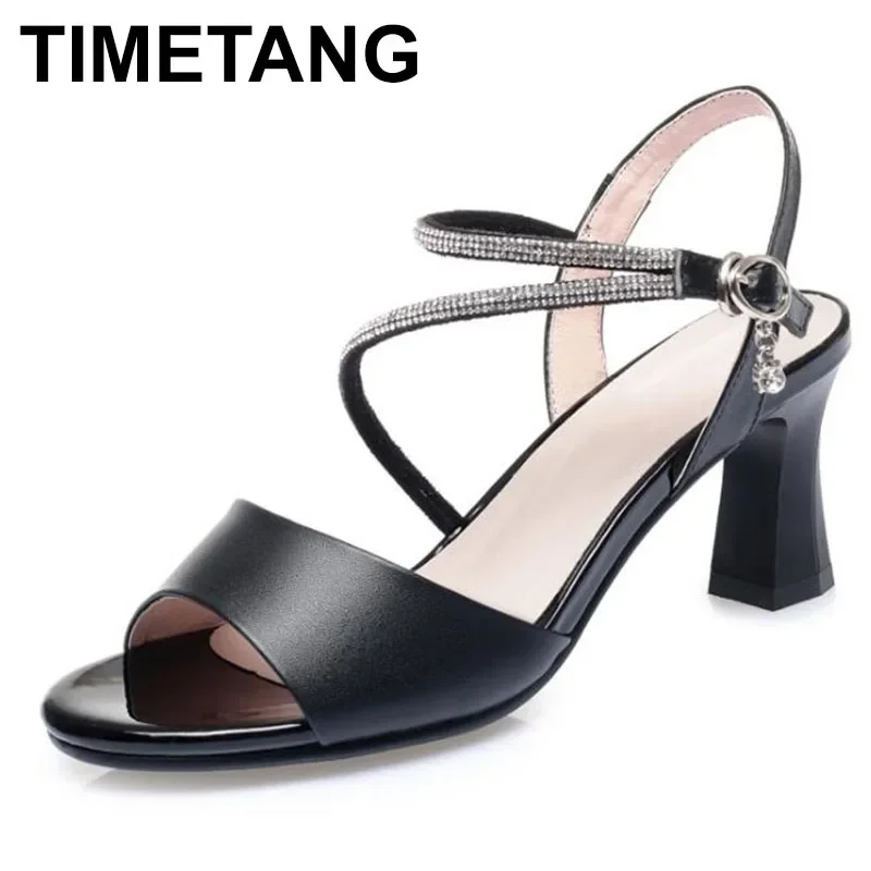 

TIMETANG сандалии на высоком каблуке, женские летние новые модные туфли со стразами и пряжкой для женщин, женские сандалии большого размера, платье