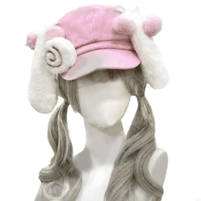 Elegante coniglio strilloni Cabbie copricapo pittore cappello spettacolo viso Cabbie Hat Y08E